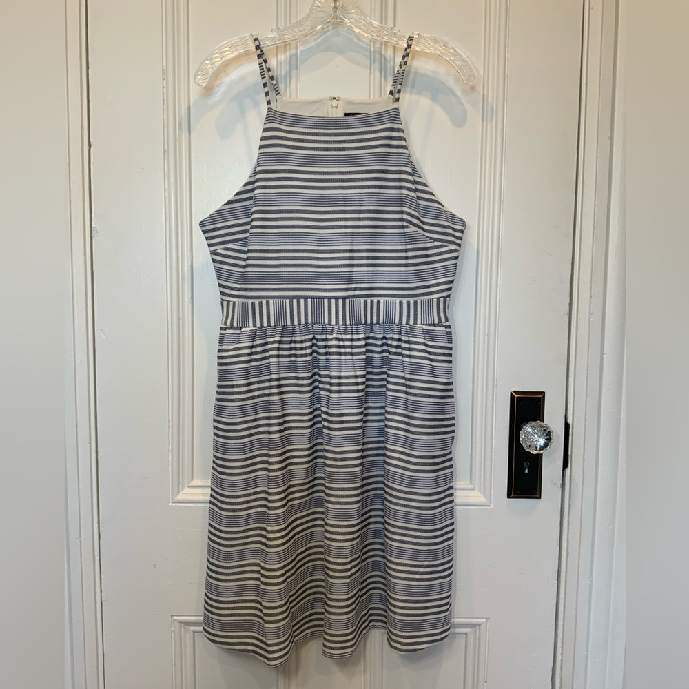 Banana Republic Petite Boucle Stripe Fit-and-Flare Dress - Size 10P